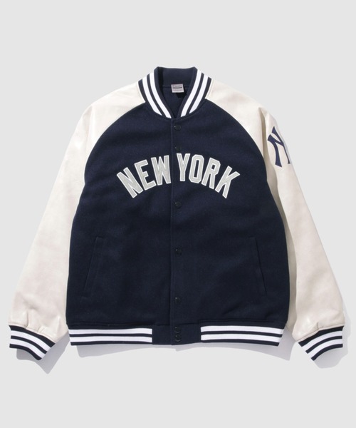 MLB(メジャーリーグベースボール)の「MLB Classic Melton Stadium Jacket/MLBクラシックメルトンスタジアムジャケット(スタジャン・メンズ・ブルー/ブラウン/ネイビー・M/L/XL)」の21枚目の写真