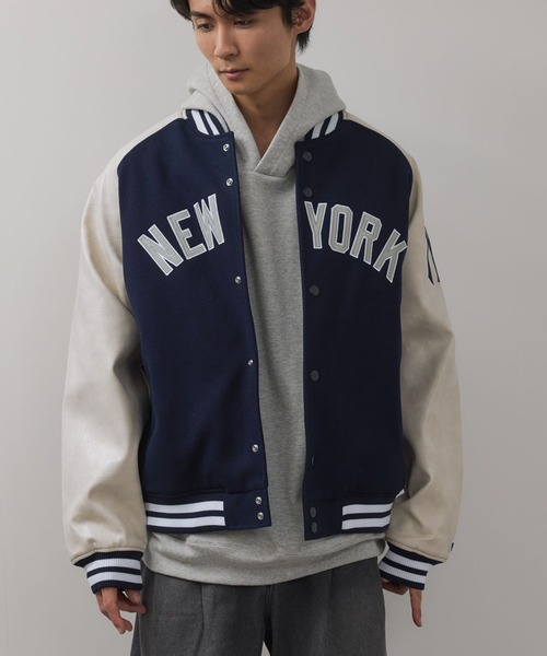 MLB(メジャーリーグベースボール)の「MLB Classic Melton Stadium Jacket/MLBクラシックメルトンスタジアムジャケット(スタジャン・メンズ・ブルー/ブラウン/ネイビー・M/L/XL)」の19枚目の写真