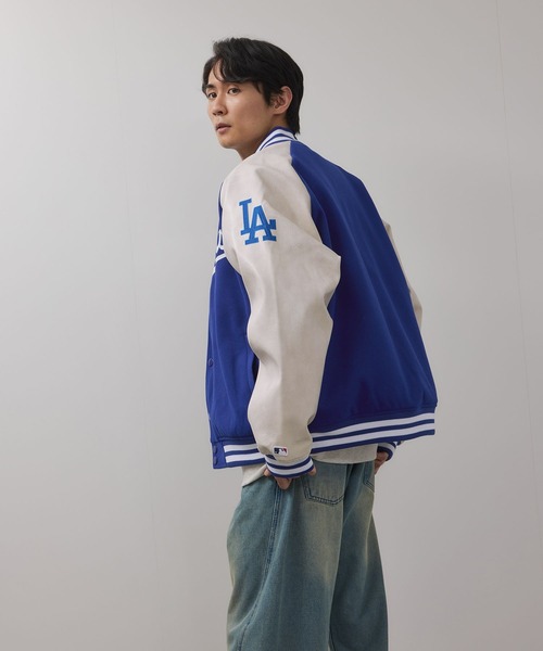 MLB(メジャーリーグベースボール)の「MLB Classic Melton Stadium Jacket/MLBクラシックメルトンスタジアムジャケット(スタジャン・メンズ・ブルー/ブラウン/ネイビー・M/L/XL)」の21枚目の写真