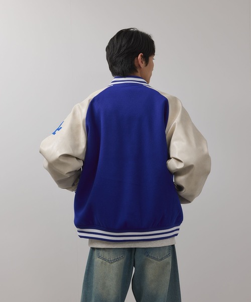 MLB(メジャーリーグベースボール)の「MLB Classic Melton Stadium Jacket/MLBクラシックメルトンスタジアムジャケット(スタジャン・メンズ・ブルー/ブラウン/ネイビー・M/L/XL)」の22枚目の写真