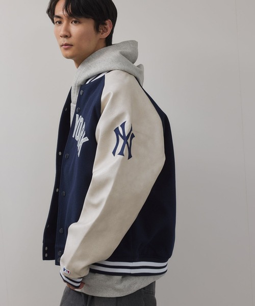 MLB(メジャーリーグベースボール)の「MLB Classic Melton Stadium Jacket/MLBクラシックメルトンスタジアムジャケット(スタジャン・メンズ・ブルー/ブラウン/ネイビー・M/L/XL)」の16枚目の写真