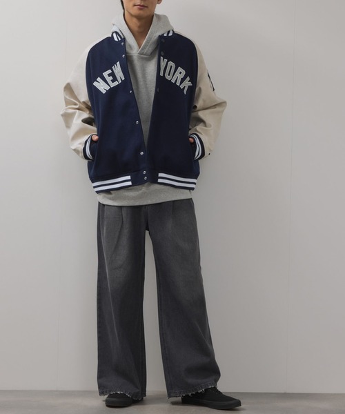 MLB(メジャーリーグベースボール)の「MLB Classic Melton Stadium Jacket/MLBクラシックメルトンスタジアムジャケット(スタジャン・メンズ・ブルー/ブラウン/ネイビー・M/L/XL)」の17枚目の写真
