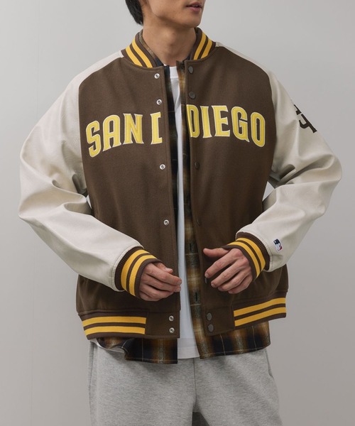 MLB(メジャーリーグベースボール)の「MLB Classic Melton Stadium Jacket/MLBクラシックメルトンスタジアムジャケット(スタジャン・メンズ・ブルー/ブラウン/ネイビー・M/L/XL)」の18枚目の写真