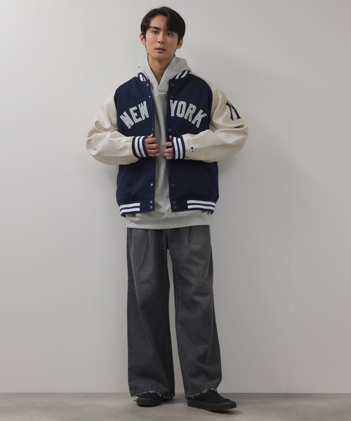 MLB(メジャーリーグベースボール)の「MLB Classic Melton Stadium Jacket/MLBクラシックメルトンスタジアムジャケット(スタジャン・メンズ・ブルー/ブラウン/ネイビー・M/L/XL)」の18枚目の写真