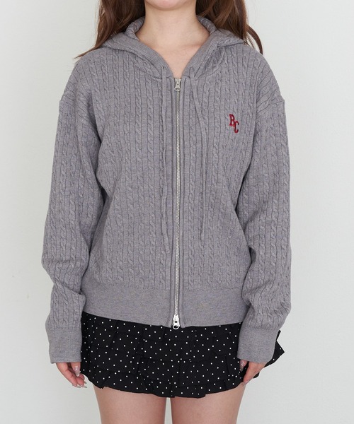 RAY CASSIN（レイカズン）の「ケーブル胸刺繍パーカー（パーカー・レディース・ライトベージュ/ダークグレー/グレー・FREE）」の15枚目の写真