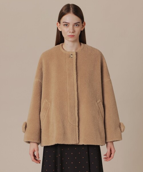 MACKINTOSH LONDON(マッキントッシュ ロンドン)の「【WEB・一部店舗限定】【ROSLEY/ロズリー】ウールブレンドボアノーカラーコート(ノーカラーコート・レディース・ブラック/ベージュ・38)」の5枚目の写真