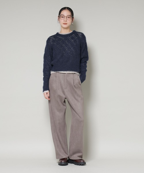 NANO universe(ナノユニバース)の「フェイクスエードタックパンツ(その他パンツ・レディース・アイボリー/グレー・S/M)」の15枚目の写真