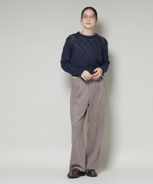 NANO universe(ナノユニバース)の「フェイクスエードタックパンツ(その他パンツ・レディース・アイボリー/グレー・S/M)」の16枚目の写真
