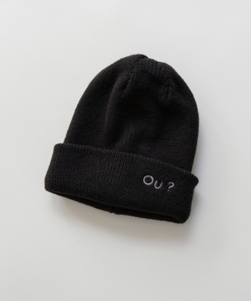 EDWIN(エドウィン)の「【Ou? by EDWIN】刺繍ロゴ入りニット帽(ニットキャップ/ビーニー・キッズ・ブラック/グレー・M/L)」の1枚目の写真