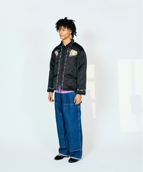 THRIFTY LOOK(スリフティールック)の「THRFTY LOOK スリフティルック / QUILTING VIETNAM JACKET(スカジャン・メンズ・ブラック/ブラック系1/オリーブ・SMALL/LARGE/MEDIUM)」の4枚目の写真