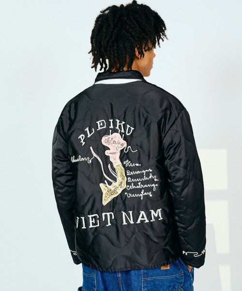 THRIFTY LOOK(スリフティールック)の「THRFTY LOOK スリフティルック / QUILTING VIETNAM JACKET(スカジャン・メンズ・ブラック/ブラック系1/オリーブ・SMALL/LARGE/MEDIUM)」の9枚目の写真