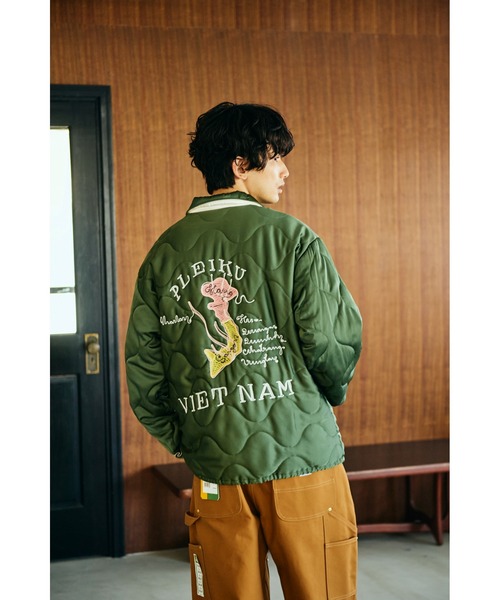THRIFTY LOOK(スリフティールック)の「THRFTY LOOK スリフティルック / QUILTING VIETNAM JACKET(スカジャン・メンズ・ブラック/ブラック系1/オリーブ・SMALL/LARGE/MEDIUM)」の17枚目の写真