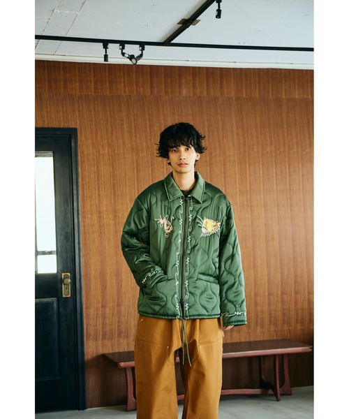 THRIFTY LOOK(スリフティールック)の「THRFTY LOOK スリフティルック / QUILTING VIETNAM JACKET(スカジャン・メンズ・ブラック/ブラック系1/オリーブ・SMALL/LARGE/MEDIUM)」の15枚目の写真