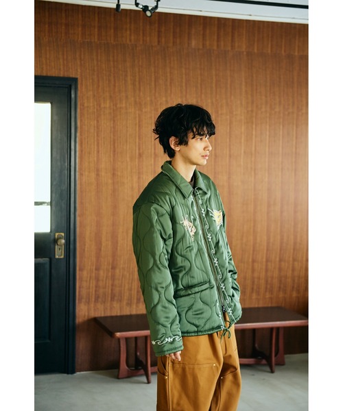 THRIFTY LOOK(スリフティールック)の「THRFTY LOOK スリフティルック / QUILTING VIETNAM JACKET(スカジャン・メンズ・ブラック/ブラック系1/オリーブ・SMALL/LARGE/MEDIUM)」の14枚目の写真