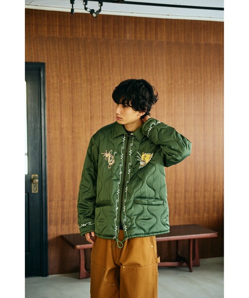 THRIFTY LOOK(スリフティールック)の「THRFTY LOOK スリフティルック / QUILTING VIETNAM JACKET(スカジャン・メンズ・ブラック/ブラック系1/オリーブ・SMALL/LARGE/MEDIUM)」の13枚目の写真