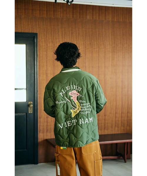 THRIFTY LOOK(スリフティールック)の「THRFTY LOOK スリフティルック / QUILTING VIETNAM JACKET(スカジャン・メンズ・ブラック/ブラック系1/オリーブ・SMALL/LARGE/MEDIUM)」の12枚目の写真