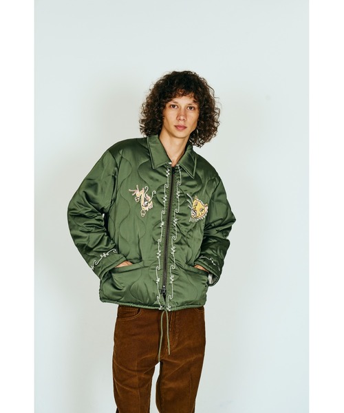 THRIFTY LOOK(スリフティールック)の「THRFTY LOOK スリフティルック / QUILTING VIETNAM JACKET(スカジャン・メンズ・ブラック/ブラック系1/オリーブ・SMALL/LARGE/MEDIUM)」の21枚目の写真