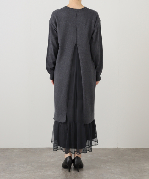 La TOTALITE(ラトータリテ)の「【洗える】TORRAZZO DONNA/トラッゾドンナ ニット×チュール ワンピース(ワンピース・レディース・チャコールグレー/ベージュ・FREE)」の5枚目の写真