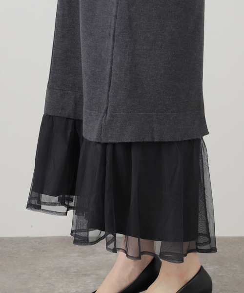 La TOTALITE(ラトータリテ)の「【洗える】TORRAZZO DONNA/トラッゾドンナ ニット×チュール ワンピース(ワンピース・レディース・チャコールグレー/ベージュ・FREE)」の8枚目の写真