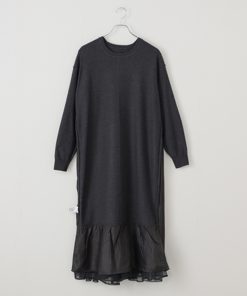 La TOTALITE(ラトータリテ)の「【洗える】TORRAZZO DONNA/トラッゾドンナ ニット×チュール ワンピース(ワンピース・レディース・チャコールグレー/ベージュ・FREE)」の9枚目の写真