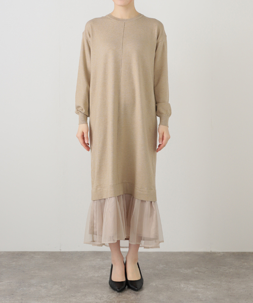 La TOTALITE(ラトータリテ)の「【洗える】TORRAZZO DONNA/トラッゾドンナ ニット×チュール ワンピース(ワンピース・レディース・チャコールグレー/ベージュ・FREE)」の14枚目の写真