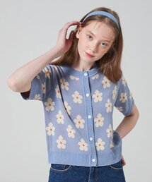 SUMMER FLOWER KNIT CARDIGAN_SKY BLUE