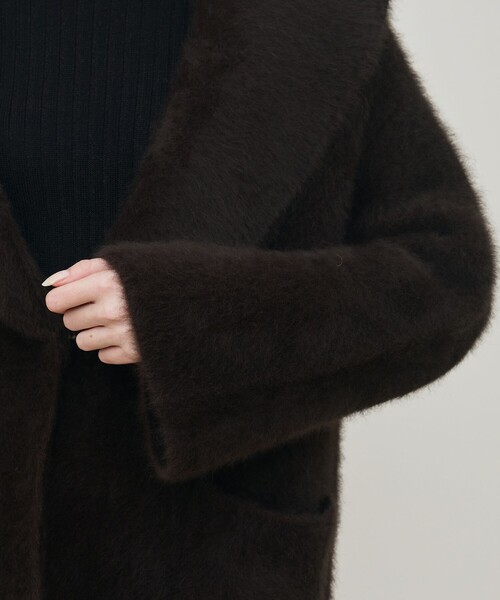 DES PRES(デ・プレ)の「フォックスカシミヤ ショールカラーコート(その他アウター・レディース・ブラック/ダークブラウン/グレー・FREE)」の10枚目の写真