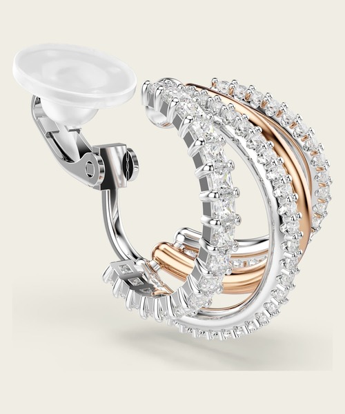 SWAROVSKI（スワロフスキー）の「【公式】【スワロフスキー】Hyperbola クリップイヤリング, ミックスカット, ホワイト, ミックスメタル仕上げ（イヤリング・レディース・ホワイト・ONE SIZE）」の4枚目の写真