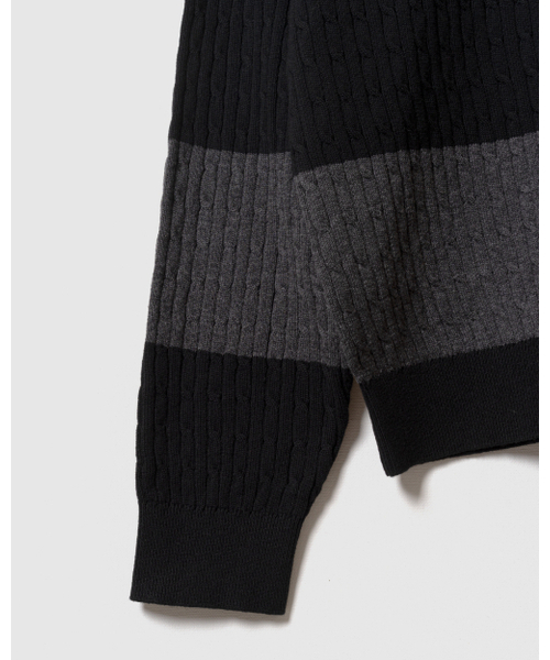 POKER FACE（ポーカーフェイス）の「CABLE RUGBY KNIT BLACK/CHARCOAL（ニット/セーター・メンズ・その他・48/50）」の4枚目の写真