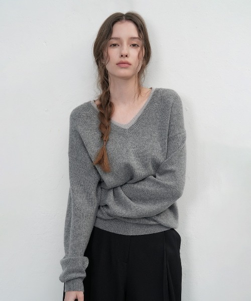 GENERAL IDEA（ジェネラルアイデア）の「woman layered v-neck knit pullover/レイヤードVネックニットプルオーバー（ニット/セーター・レディース・グレー・M/S）」の2枚目の写真