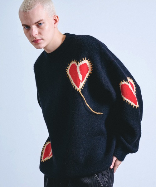 Revo.（レボ）の「Revo. ブロークン ハート ステッチデザイン ルーズニット プルオーバー（ニット/セーター・メンズ・グレー/ブラック/ブラウン・FREE）」の3枚目の写真
