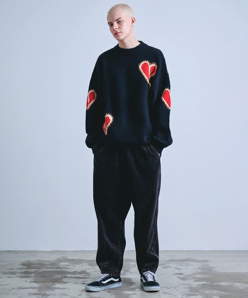 Revo.（レボ）の「Revo. ブロークン ハート ステッチデザイン ルーズニット プルオーバー（ニット/セーター・メンズ・グレー/ブラック/ブラウン・FREE）」の9枚目の写真