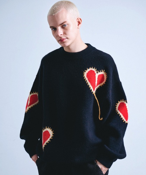 Revo.（レボ）の「Revo. ブロークン ハート ステッチデザイン ルーズニット プルオーバー（ニット/セーター・メンズ・グレー/ブラック/ブラウン・FREE）」の6枚目の写真