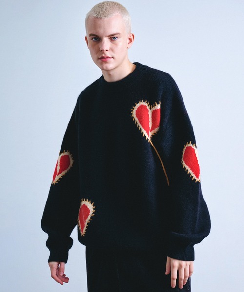 Revo.（レボ）の「Revo. ブロークン ハート ステッチデザイン ルーズニット プルオーバー（ニット/セーター・メンズ・グレー/ブラック/ブラウン・FREE）」の7枚目の写真