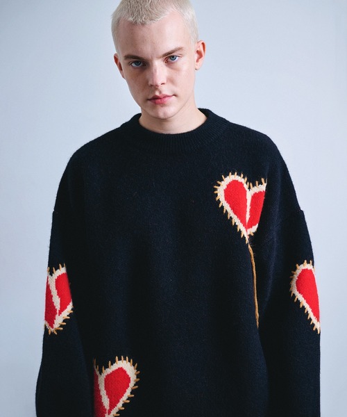 Revo.（レボ）の「Revo. ブロークン ハート ステッチデザイン ルーズニット プルオーバー（ニット/セーター・メンズ・グレー/ブラック/ブラウン・FREE）」の4枚目の写真