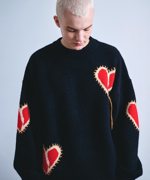 Revo.（レボ）の「Revo. ブロークン ハート ステッチデザイン ルーズニット プルオーバー（ニット/セーター・メンズ・グレー/ブラック/ブラウン・FREE）」の5枚目の写真