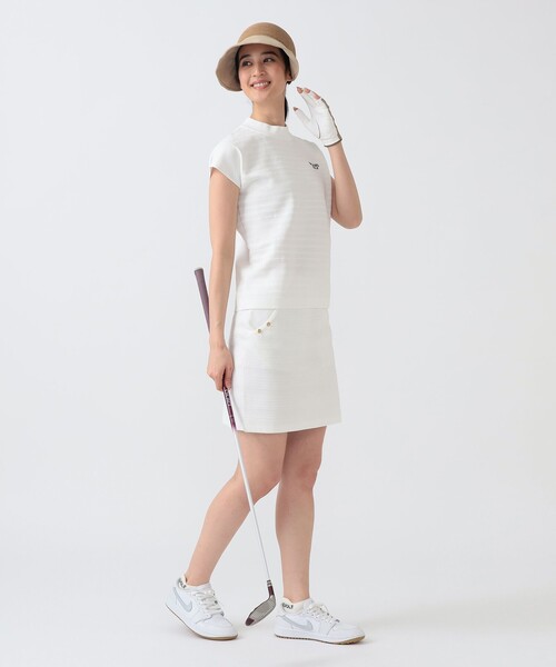 BEAMS GOLF（ビームスゴルフ）の「PURPLE LABEL / ケーブル ボーダー ニット スカート（スカート・レディース・ネイビー/ホワイト・LARGE/MEDIUM/SMALL）」の4枚目の写真