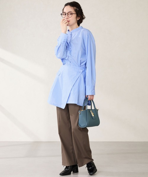 31 Sons de mode（トランテアン　ソン　ドゥ　モード）の「ギャザーハンドチェーン付きバッグ（ショルダーバッグ・レディース・ブラック/ベージュ/ブルー・ﾌﾘ-）」の7枚目の写真