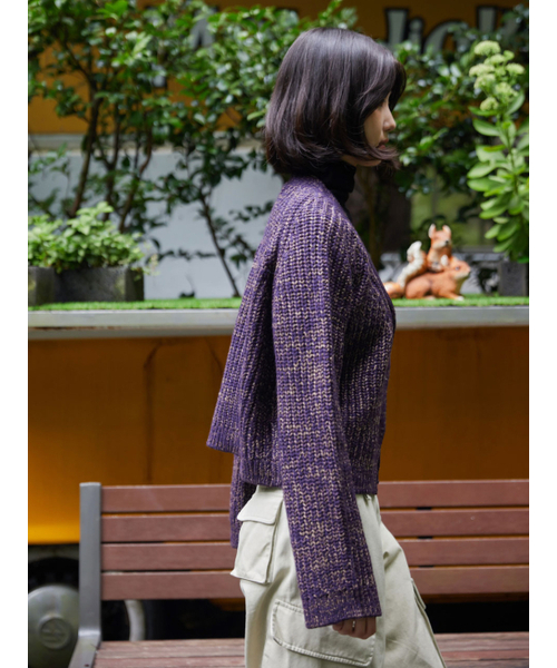 AYIHOLIC CASHMERE（アイホリックカシミア）の「ツイードワイクロップカーディガン（カーディガン/ボレロ・レディース・パープル・FREE）」の2枚目の写真