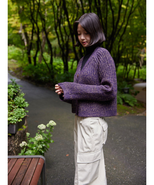 AYIHOLIC CASHMERE（アイホリックカシミア）の「ツイードワイクロップカーディガン（カーディガン/ボレロ・レディース・パープル・FREE）」の3枚目の写真