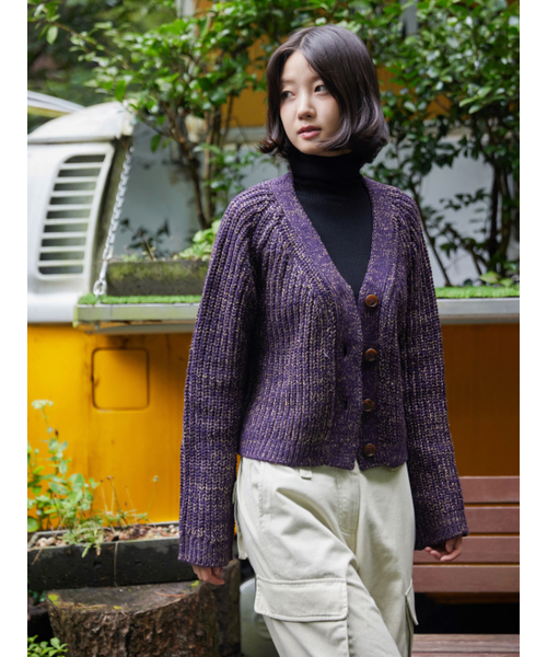 AYIHOLIC CASHMERE（アイホリックカシミア）の「ツイードワイクロップカーディガン（カーディガン/ボレロ・レディース・パープル・FREE）」の5枚目の写真
