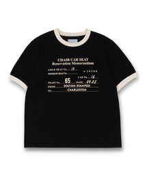 MUDSALT（マッドソルト）の「CHARLESTON リンガーTシャツ ブラック（アイボリー）（Tシャツ/カットソー）」