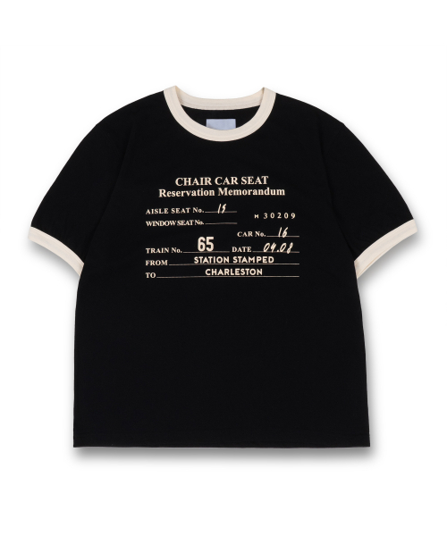 MUDSALT(マッドソルト)の「CHARLESTON リンガーTシャツ ブラック(アイボリー)(Tシャツ/カットソー・レディース・その他・1/2/3)」の1枚目の写真