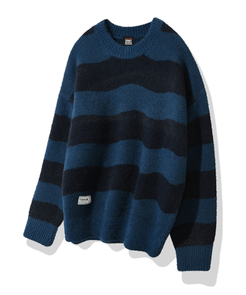 VISION STREET WEAR(ヴィジョンストリートウェア)の「VSW Hairy Wave Stripe Knit Navy(ニット/セーター・レディース・その他・LARGE/MEDIUM/X-LARGE)」の1枚目の写真