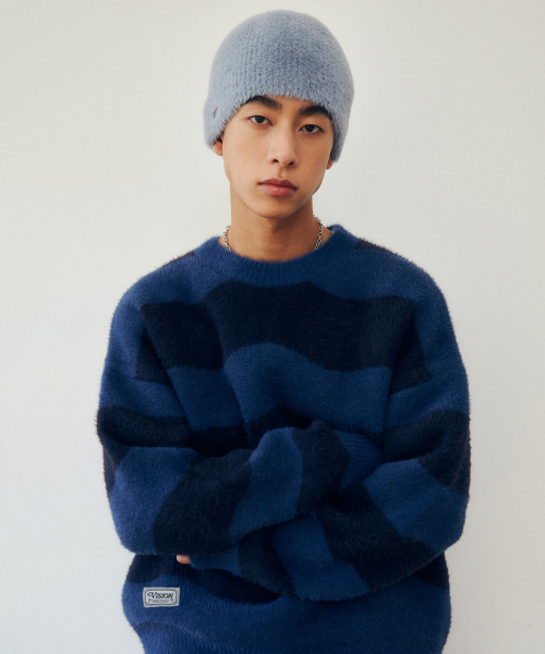 VISION STREET WEAR(ヴィジョンストリートウェア)の「VSW Hairy Wave Stripe Knit Navy(ニット/セーター・レディース・その他・LARGE/MEDIUM/X-LARGE)」の2枚目の写真