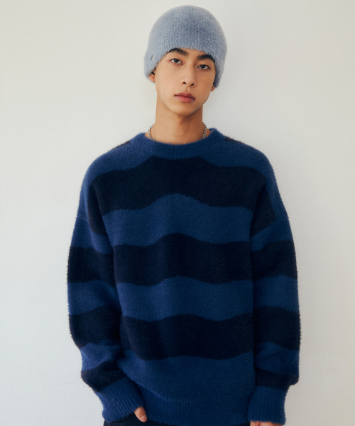 VISION STREET WEAR(ヴィジョンストリートウェア)の「VSW Hairy Wave Stripe Knit Navy(ニット/セーター・レディース・その他・LARGE/MEDIUM/X-LARGE)」の3枚目の写真
