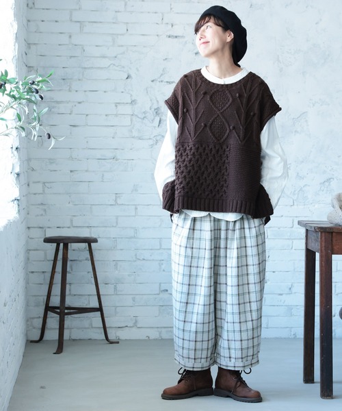 soulberry(ソウルベリー)の「「チェックらぼ」の、やさしさ仕上げの秋チェックパンツ(その他パンツ・レディース・杢グレー・L/M/5L/4L/3L/LL)」の3枚目の写真