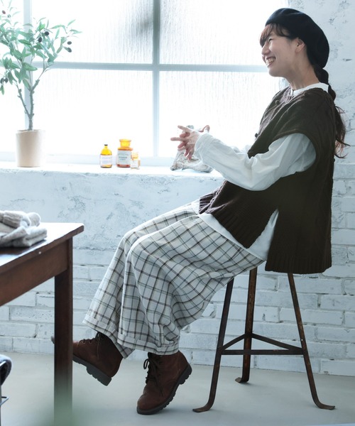 soulberry(ソウルベリー)の「「チェックらぼ」の、やさしさ仕上げの秋チェックパンツ(その他パンツ・レディース・杢グレー・L/M/5L/4L/3L/LL)」の5枚目の写真