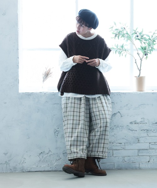 soulberry(ソウルベリー)の「「チェックらぼ」の、やさしさ仕上げの秋チェックパンツ(その他パンツ・レディース・杢グレー・L/M/5L/4L/3L/LL)」の8枚目の写真
