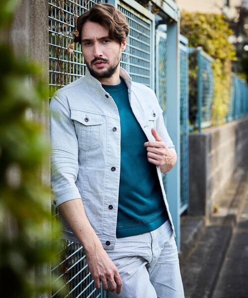 HIDEAWAYS NICOLE（ハイダウェイニコル）の「ライトオンスストレッチデニム７分袖Gジャン（デニムジャケット・メンズ・オフホワイト/インディゴブルー/ブルー・X-LARGE/LARGE/MEDIUM）」の4枚目の写真